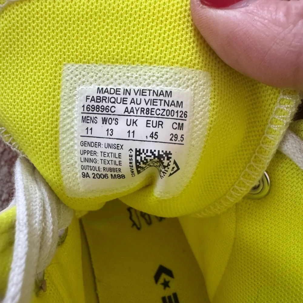 CONVERSE Chuck Taylor All Star High Top UV Color Changing Lemon Venom Size 11 - Picture 7 of 7